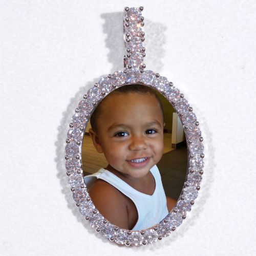 Large 3D Oval Custom Picture Pendant