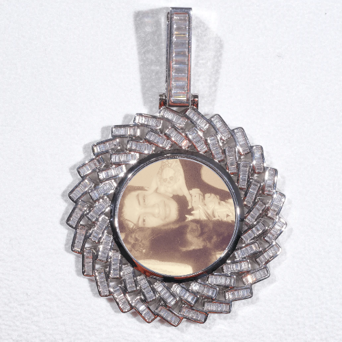 Large 3D Baguette Custom Picture Pendant