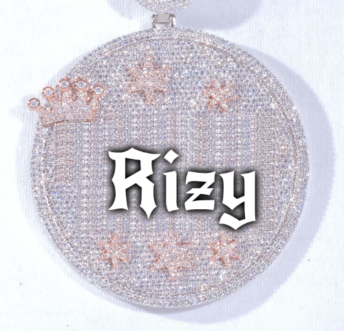 CUSTOM LETTER NECKLACE 3D BIG CROWN DISC