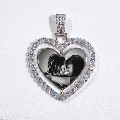 3D Spinning 2-Faced Heart Custom Picture Pendant