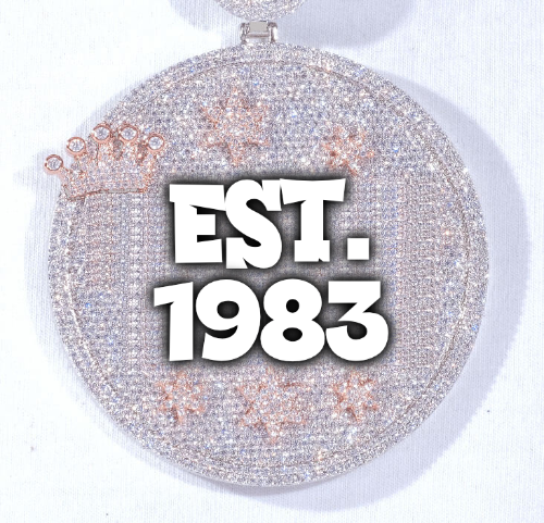CUSTOM LETTER NECKLACE 3D BIG CROWN DISC