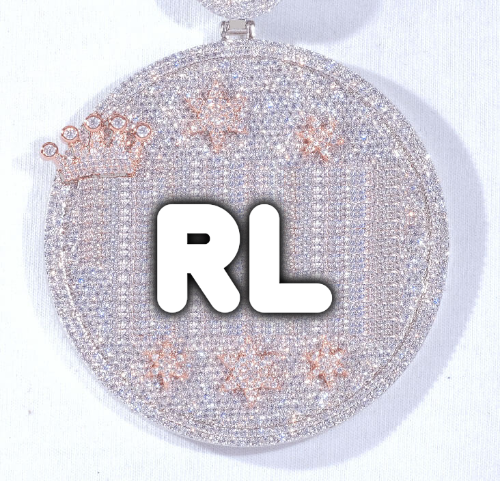 CUSTOM LETTER NECKLACE 3D BIG CROWN DISC