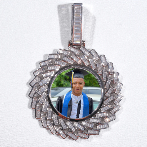 Large 3D Baguette Custom Picture Pendant