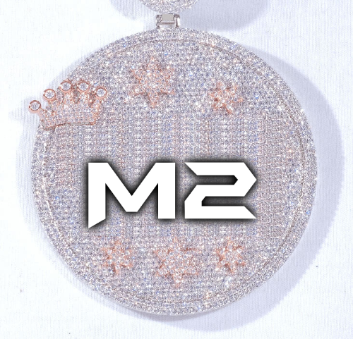 CUSTOM LETTER NECKLACE 3D BIG CROWN DISC