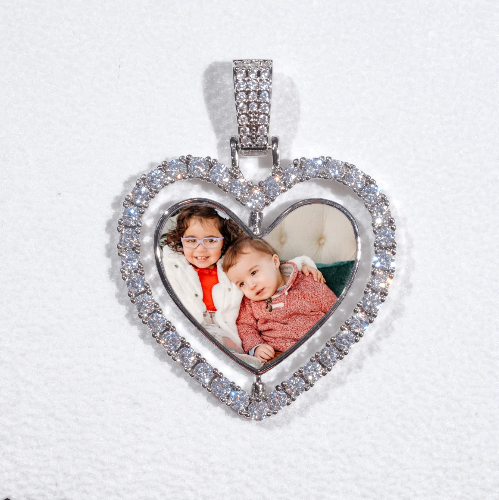 3D Spinning 2-Faced Heart Custom Picture Pendant