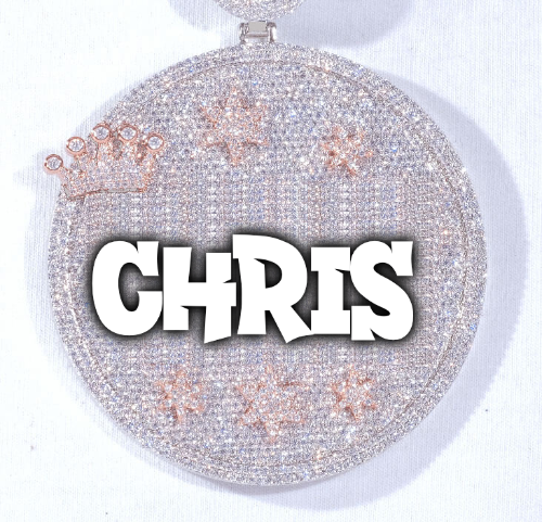 CUSTOM LETTER NECKLACE 3D BIG CROWN DISC