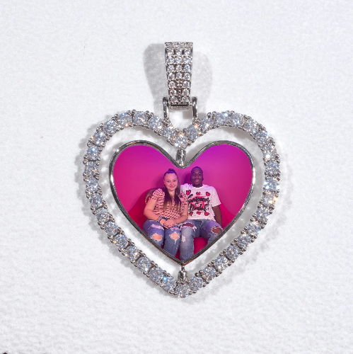 3D Spinning 2-Faced Heart Custom Picture Pendant