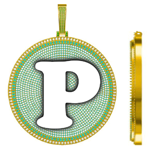 CUSTOM LETTER NECKLACE 3D BIG DISC