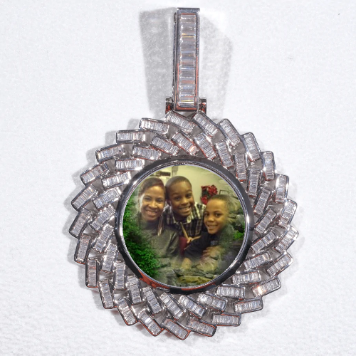 Large 3D Baguette Custom Picture Pendant