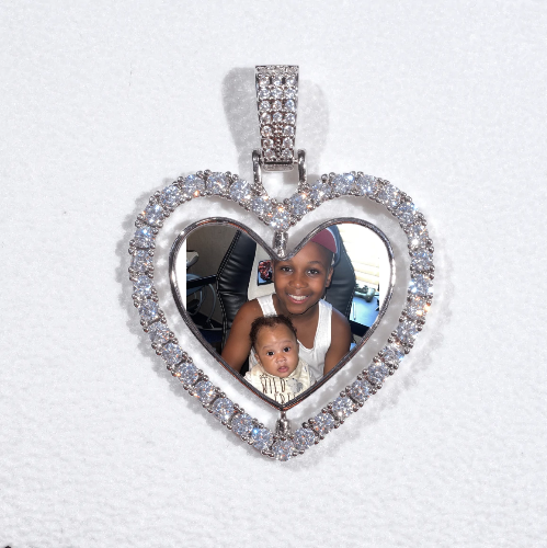 3D Spinning 2-Faced Heart Custom Picture Pendant