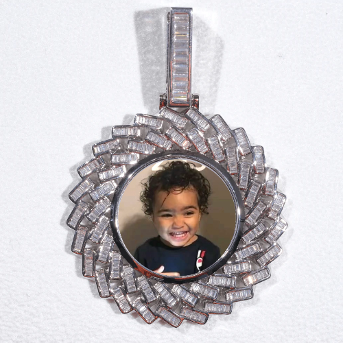 Large 3D Baguette Custom Picture Pendant