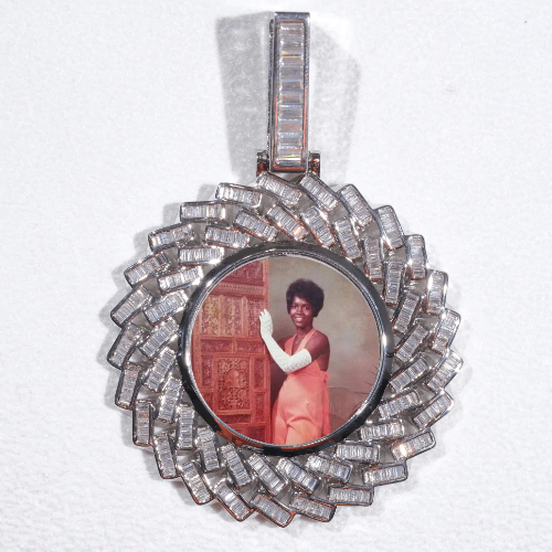Large 3D Baguette Custom Picture Pendant