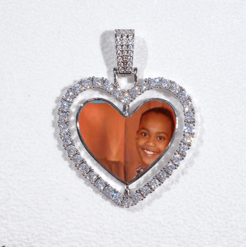 3D Spinning 2-Faced Heart Custom Picture Pendant