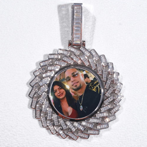 Large 3D Baguette Custom Picture Pendant
