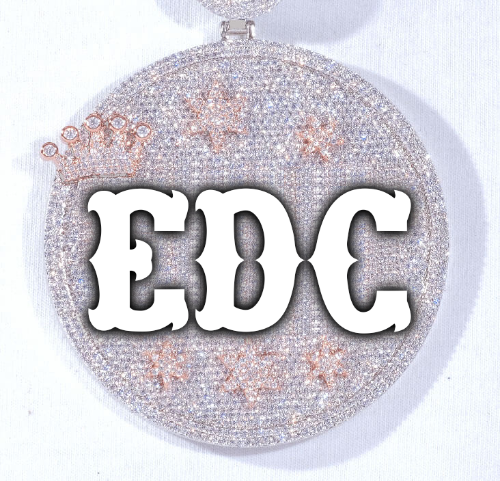 CUSTOM LETTER NECKLACE 3D BIG CROWN DISC