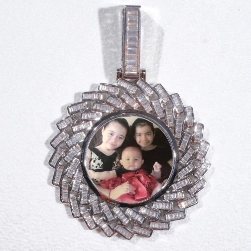 Large 3D Baguette Custom Picture Pendant