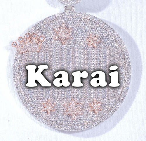 CUSTOM LETTER NECKLACE 3D BIG CROWN DISC