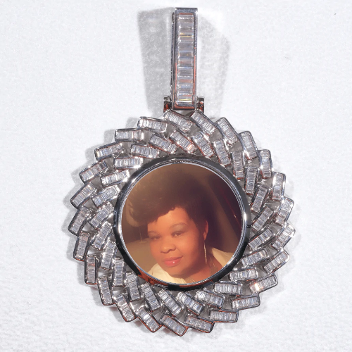 Large 3D Baguette Custom Picture Pendant