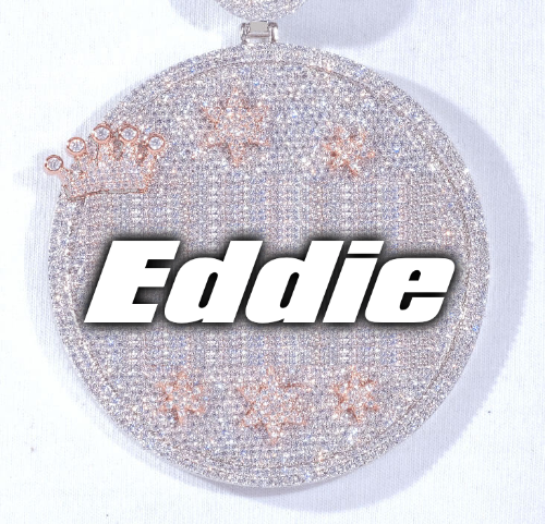 CUSTOM LETTER NECKLACE 3D BIG CROWN DISC