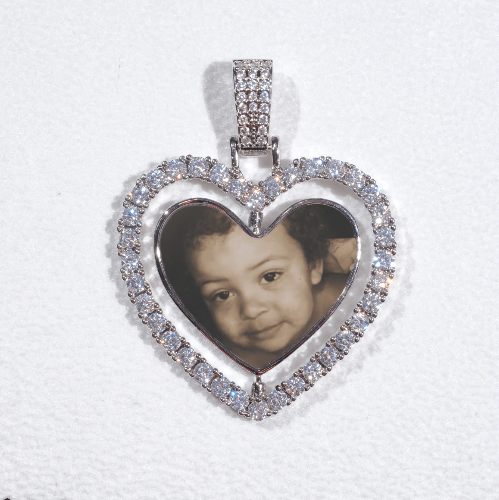 3D Spinning 2-Faced Heart Custom Picture Pendant