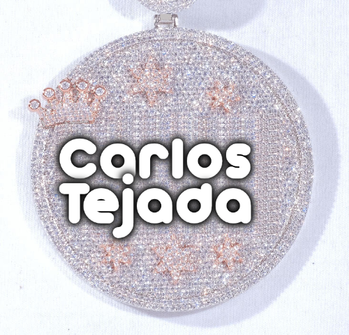 CUSTOM LETTER NECKLACE 3D BIG CROWN DISC