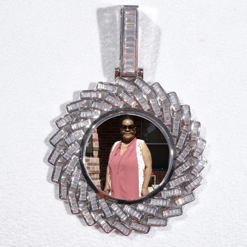 Large 3D Baguette Custom Picture Pendant