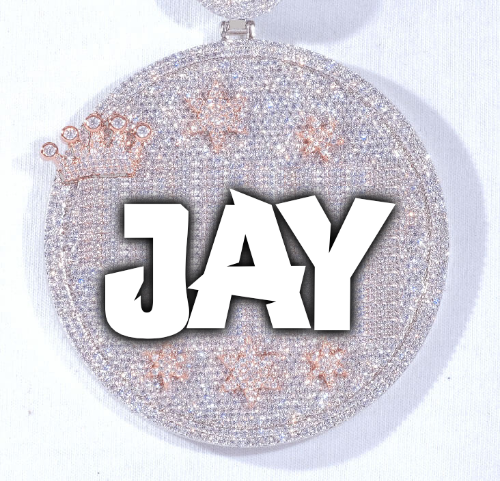 CUSTOM LETTER NECKLACE 3D BIG CROWN DISC