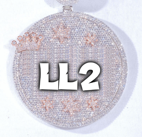 CUSTOM LETTER NECKLACE 3D BIG CROWN DISC