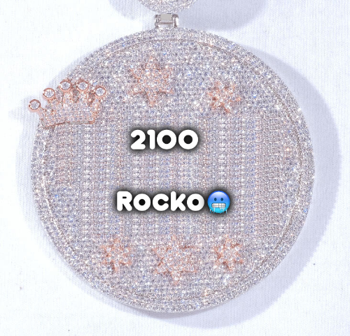 CUSTOM LETTER NECKLACE 3D BIG CROWN DISC