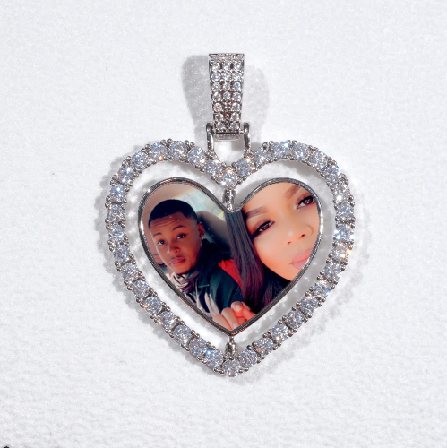 3D Spinning 2-Faced Heart Custom Picture Pendant