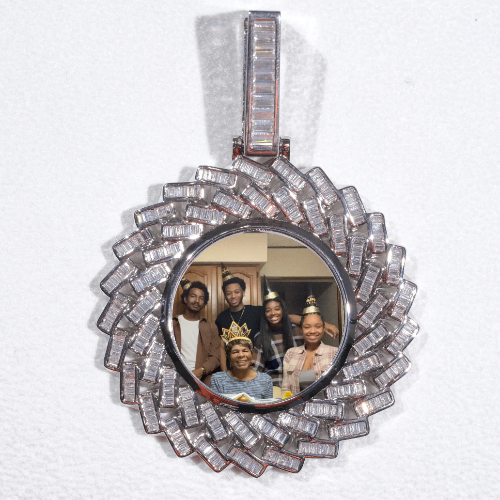 Large 3D Baguette Custom Picture Pendant
