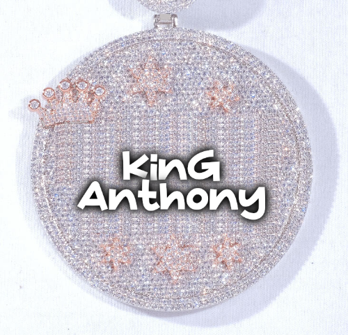 CUSTOM LETTER NECKLACE 3D BIG CROWN DISC