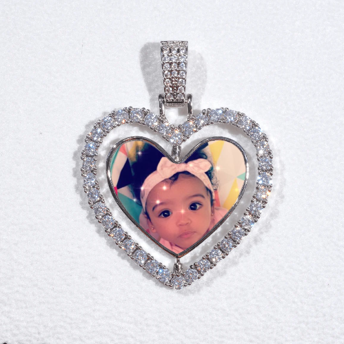 3D Spinning 2-Faced Heart Custom Picture Pendant