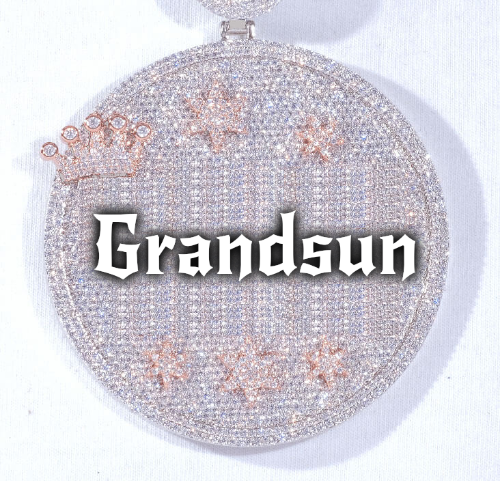 CUSTOM LETTER NECKLACE 3D BIG CROWN DISC