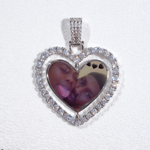 3D Spinning 2-Faced Heart Custom Picture Pendant