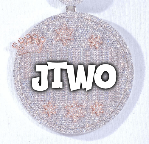 CUSTOM LETTER NECKLACE 3D BIG CROWN DISC