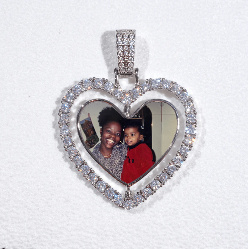 3D Spinning 2-Faced Heart Custom Picture Pendant
