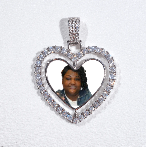 3D Spinning 2-Faced Heart Custom Picture Pendant