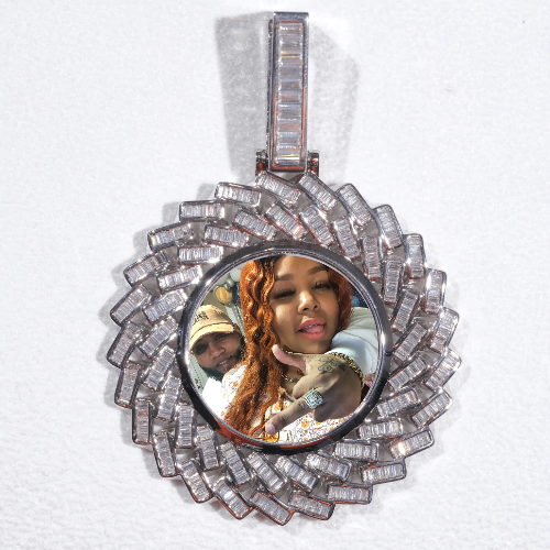Large 3D Baguette Custom Picture Pendant