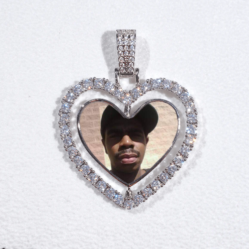 3D Spinning 2-Faced Heart Custom Picture Pendant