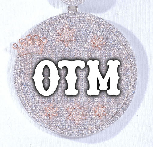 CUSTOM LETTER NECKLACE 3D BIG CROWN DISC
