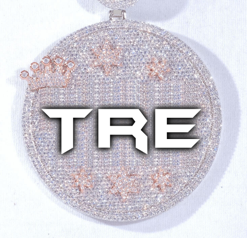 CUSTOM LETTER NECKLACE 3D BIG CROWN DISC
