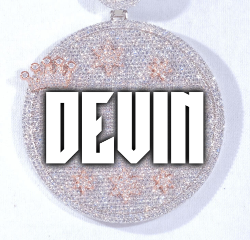 CUSTOM LETTER NECKLACE 3D BIG CROWN DISC