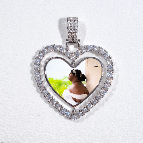 3D Spinning 2-Faced Heart Custom Picture Pendant
