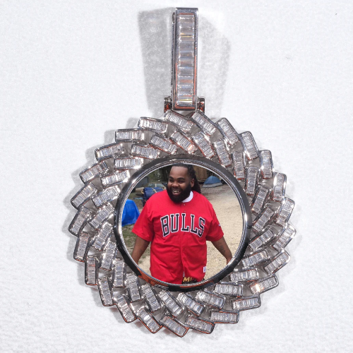 Large 3D Baguette Custom Picture Pendant