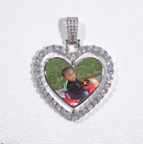 3D Spinning 2-Faced Heart Custom Picture Pendant