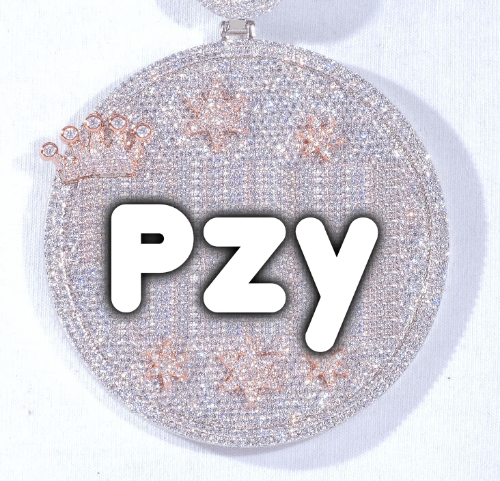 CUSTOM LETTER NECKLACE 3D BIG CROWN DISC