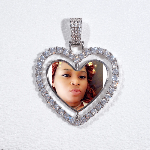 3D Spinning 2-Faced Heart Custom Picture Pendant