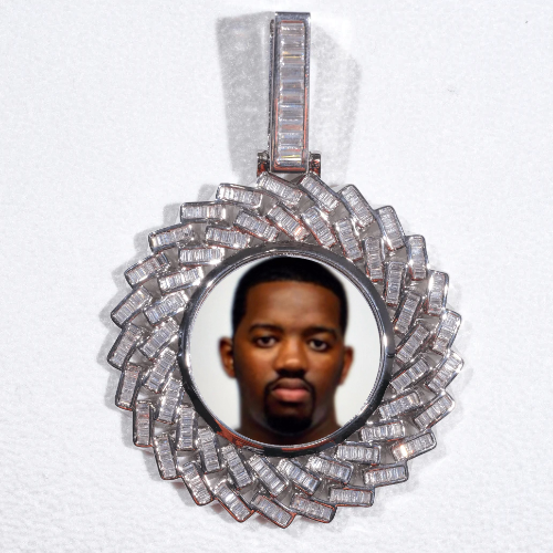 Large 3D Baguette Custom Picture Pendant
