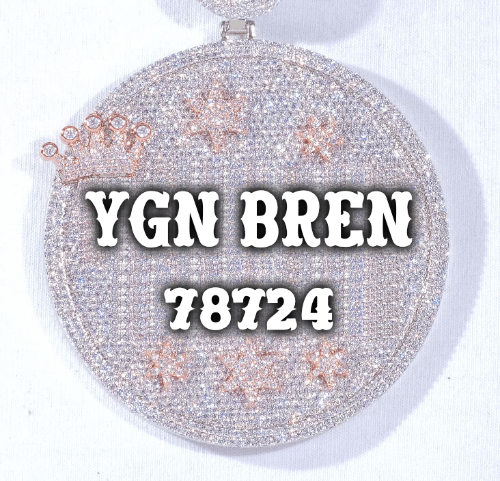 CUSTOM LETTER NECKLACE 3D BIG CROWN DISC